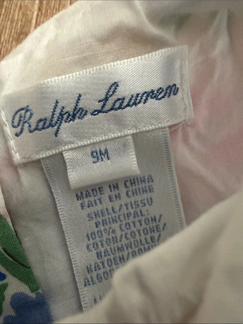 Ralph Lauren White Collared Floral Dress & Bloomer - Blue, Yellow, Pink, Green